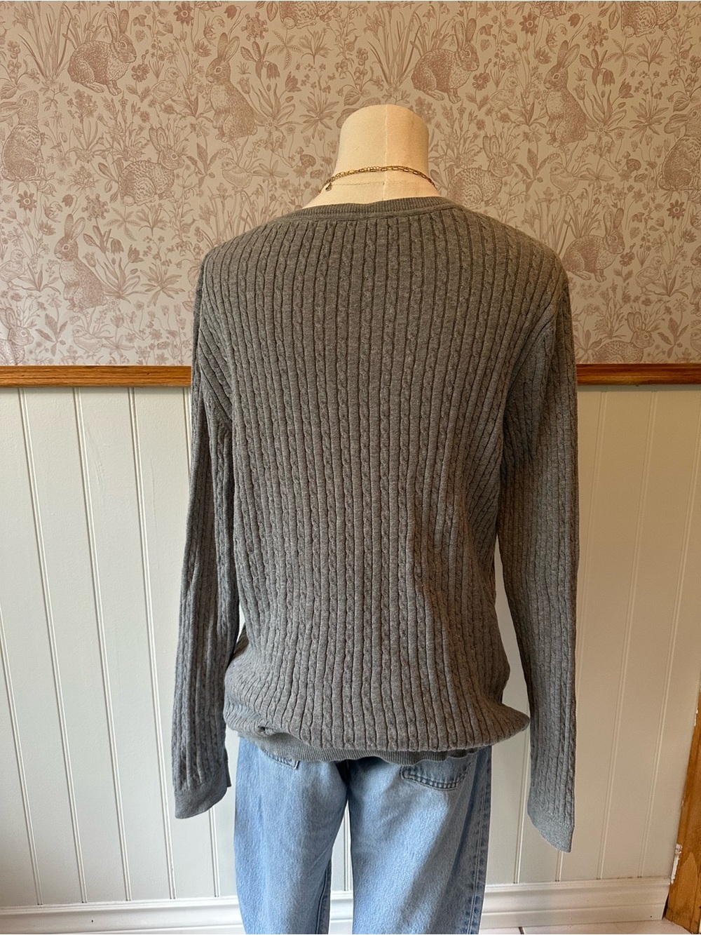 Tommy Hilfiger Gray Ribbed Crewneck Sweater - Picture 6 of 7
